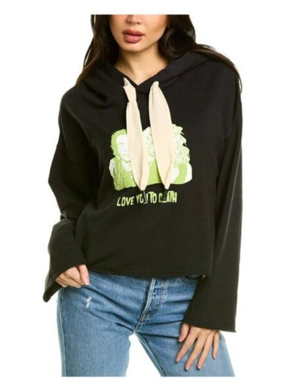 SANDRINE ROSE Oversized Raw Edge Hoodie In Black - L